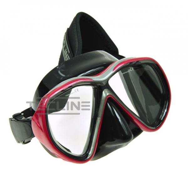 Maske „Tiara“, Schwarz, roter Rahmen