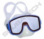 Kindermaske „Panda“, durchsichtig, blauer Rahmen